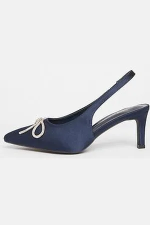 Quiz Wide Fit Navy Sling Back Heels