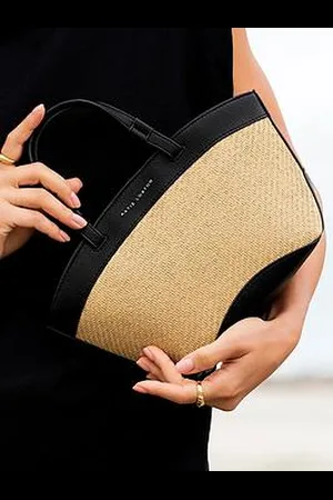 Katie Loxton Riviera Raffia Mini Tote Bag In Raffia / Black