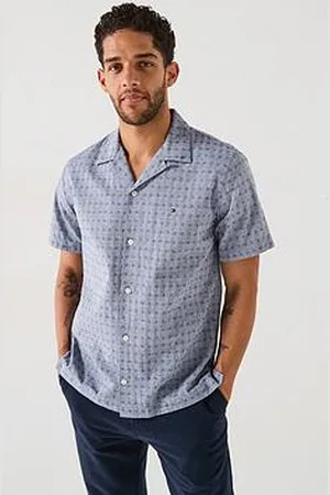 Tommy Hilfiger Regular Fit Cotton Linen Dobby Short Sleeve Shirt