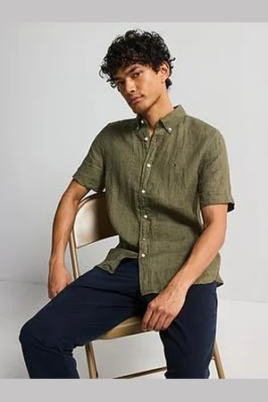 Tommy Hilfiger Regular Fit Pigment Dyed Linen Short Sleeve Shirt