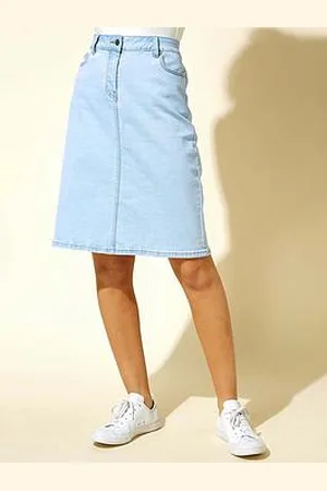Roman Cotton Denim Stretch A Line Skirt