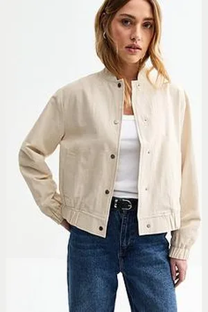 New Look Stone Lightweight Cotton Bomber Jacket