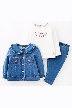 Very Baby Girls Denim Jersey Jacket, Jeans And Bodysuit Set
