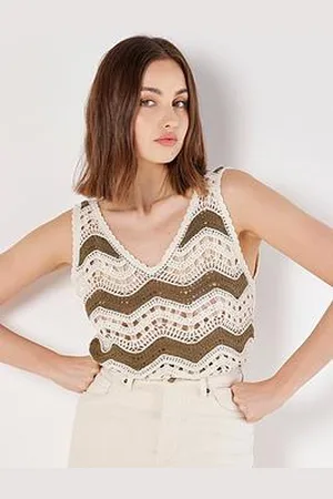 Apricot Double Chevron Crochet Vest
