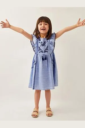 Monsoon Girls Floral Embroidered Frilly Dress