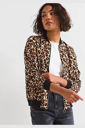 VERO MODA Coco Long Sleeve Bomber Jacket - Leopard Print