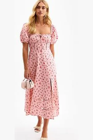 New Look Pattern Trim Milkmaid Dress