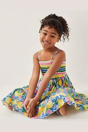Monsoon Girls Amalfi Lemon Print Crochet Dress