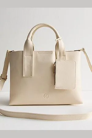 New Look Grained Faux Leather Tote Bag And Coin Purse Set