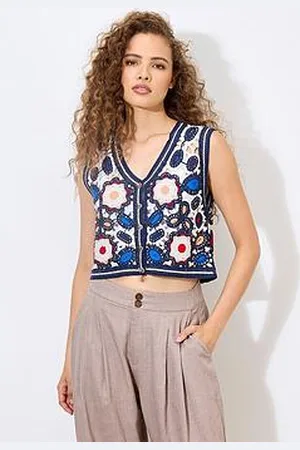 Apricot Floral Crochet Waistcoat