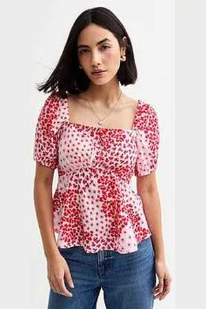 New Look Floral Print Puff Sleeve Top