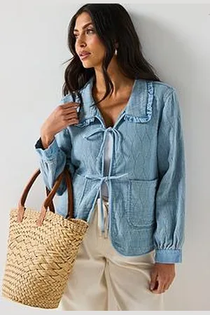 ONLY Tie Front Denim Shacket
