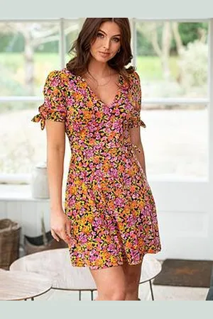 Pour Moi Bella Slinky Jersey Tie Sleeve Tea Dress