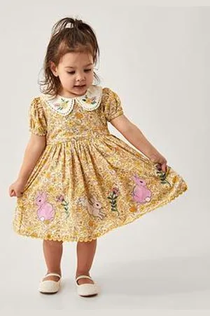 Monsoon Baby Girls Bunny Applique Floral Dress