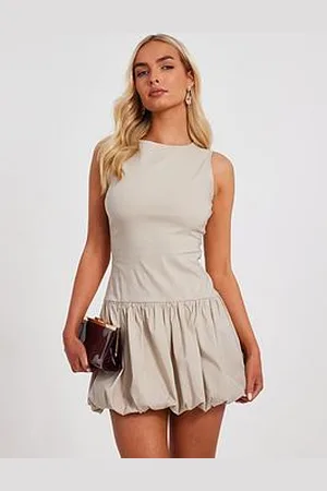Quiz Stone Puff Ball Skater Dress