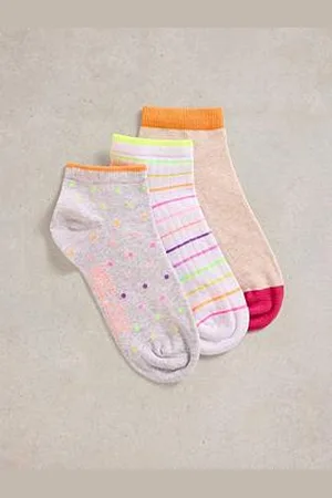 White Stuff 3 Pack Fluro Trainer Socks