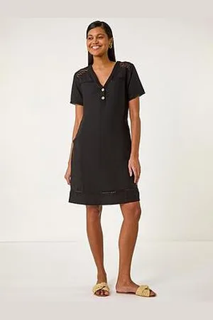 Roman Linen Mix Button Shift Dress