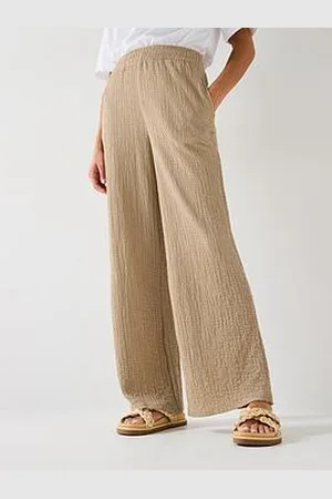 Very Wide Leg High Waisted Textured Trousers