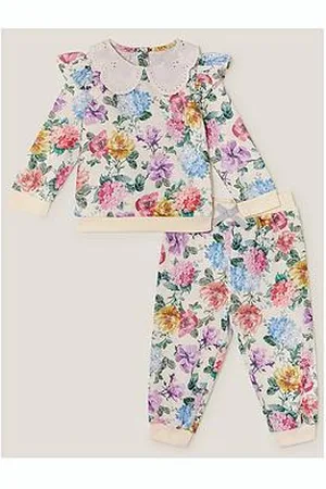 Monsoon Baby Girls Floral Collared Sweatshirt And Joggers Set