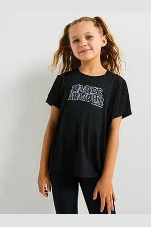 Under Armour Junior Girls Training Tech Wordmark T-Shirt - Black