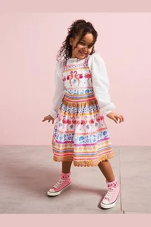 Monsoon Girls Flamingo Print Dress