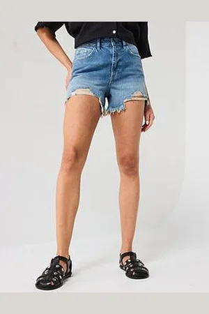 Very High Waist Distressed Shorts
