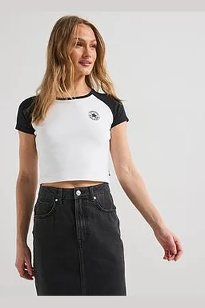 Converse Womens Chuck Patch Colourblock Short Sleeved Top - Black