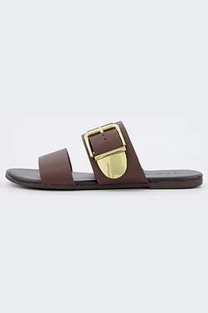 Very Extra Wide Fit Leather Sandal - Brown