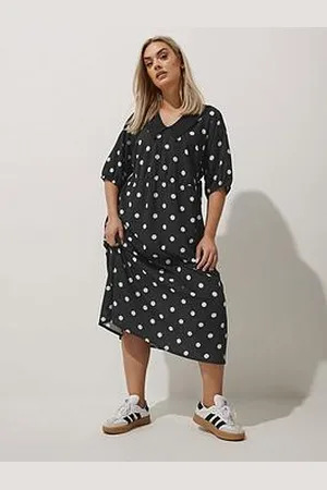 Yours Curve Polka Dot Collar Dress