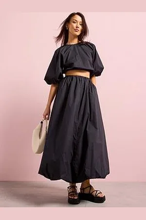 Very Cotton Puffball Midi Skirt Co-Ord