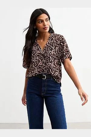 New Look Leopard Print Button Front Top
