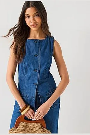 Very Denim Button Through Top