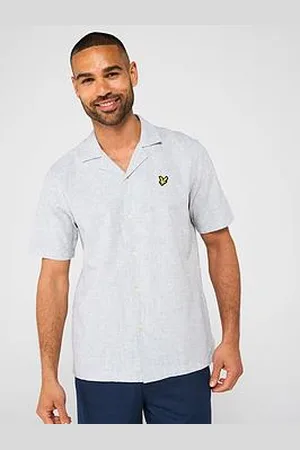 Lyle & Scott Linen Blend Oxford Revere Shirt - Grey