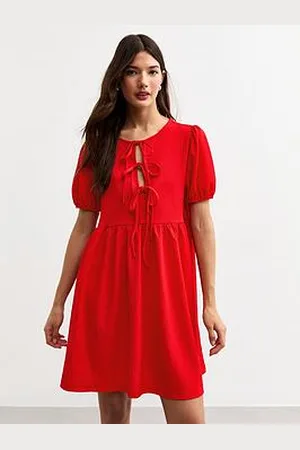 New Look Crinkled Texture Tie Front Mini Dress