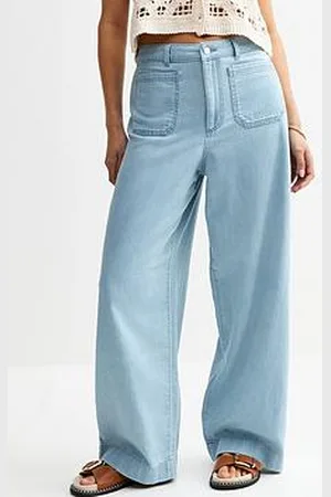 New Look Pale Wide Leg Patch Pocket Soft Denim