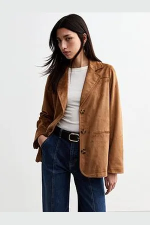 New Look Tan Faux Suede Button Up Jacket