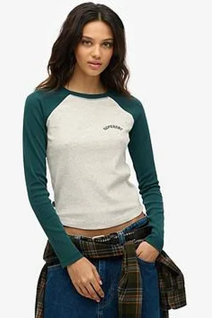 Superdry Essential Logo Ribbed Baseball Long Sleeve Top