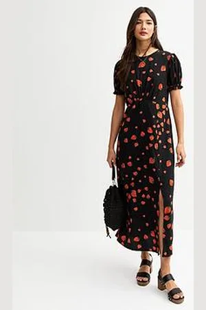 New Look Strawberry Print Short Sleeve Midi Dress