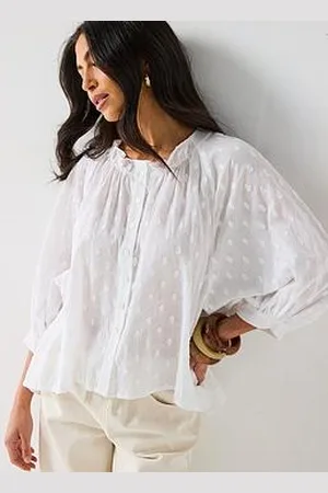 Very Dobby Button Through Cotton Blouse