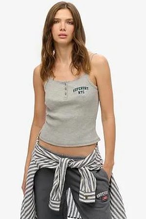 Superdry Athletic Essentials Embroidered Button Cami Top