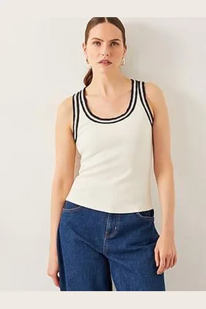Monsoon Tate Trim Jersey Cami - Ivory