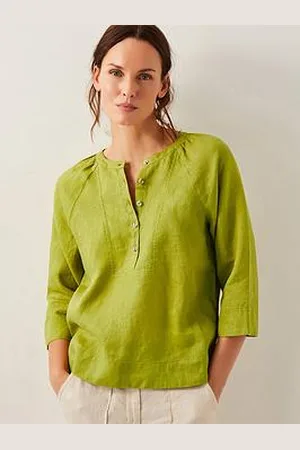 Monsoon Rosa Bib Linen Top - Chartreuse