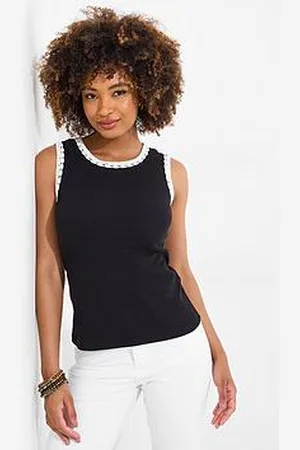 Joe Browns Camille Crochet Trim Ribbed Vest