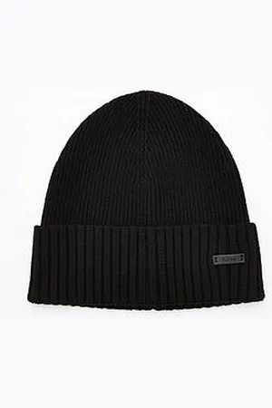 HUGO BOSS Fati Leather Tab Logo Beanie Hat