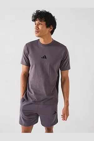 adidas Mens Essentials 3-Stripe Single Jersey T-Shirt - Dark Grey