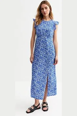 New Look Floral Print Slit Hem Midi Dress