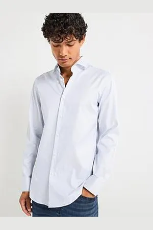 HUGO BOSS H-Hank Spread Collar Slim Fit Stripe Shirt - Blue