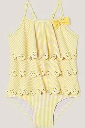 Monsoon Baby Girls Tiered Frill Stripe Swimsuit
