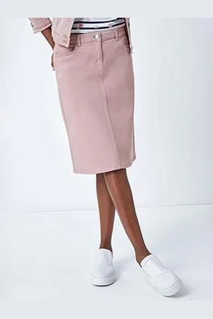 Roman Cotton Denim Stretch A Line Skirt