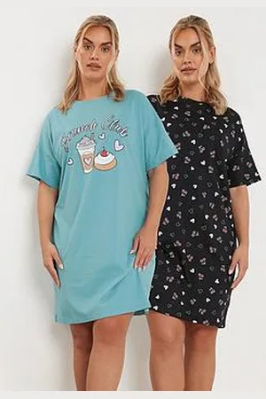 Yours Curve 2 Pack Brunch Club Sleeptee